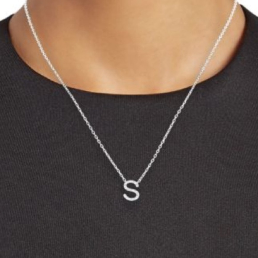 EFFY ENY Diamond “S” Initial Pendant Necklace Sterling Silver Gorgeous!